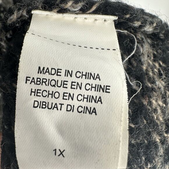 Lucky Brand Sweater Womens 1X Black Cardigan Wool Blend Open Front Long Boho - Picture 15 of 16